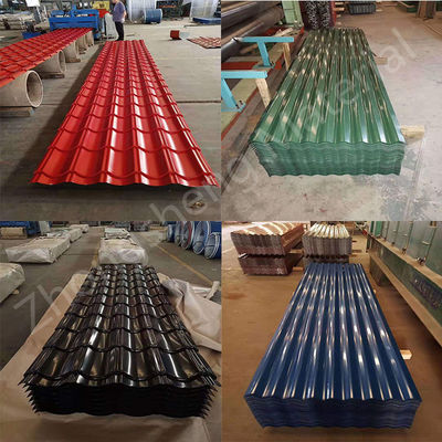 Aangepaste gegolfde dakplaat ASTM A653 Dx51d Z275 14 Gauge Kleurbedekte voorgeverfde gegalvaniseerde PPGI gegolfde stalen metalen dakplaat