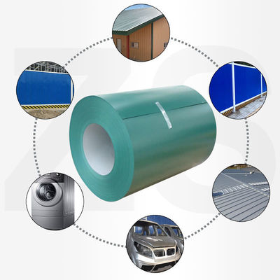 Voorgeverfde gegalvaniseerde stalen spoel Gi GL PPGI PPGL 0,3 mm Dikte Ral5012 Kleur PVC-film bedekt voor het maken van gegolfde vellen