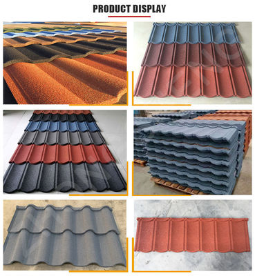 Waterdicht en branddicht Functie 1340mm*420mm Kleurrijke metalen daktegel met metalen steencoating