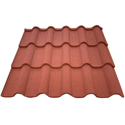 Kleur steen dakpannen in Bond Design voor Steen bekleed stalen dakplaat in zwart oranje bruin rood groen etc.