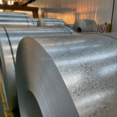Warm gedompelde GI gegalvaniseerde stalen spoel met 30-275 g/m2 zinkcoating en gegarandeerd 0.48*1000 mm Grootte Big Spangel DX51D 80g
