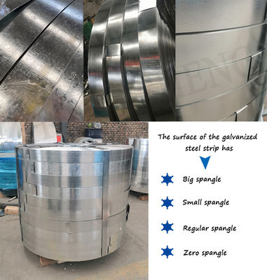 Skin Pass Ja 180 mm gegalvaniseerde stalen strip spoel met Z121-Z180 coating en 65mn