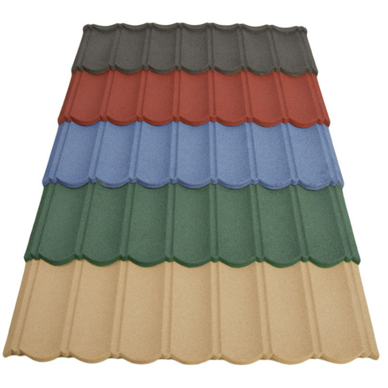 Kleursteen metalen dakpannen voor gebouwen in Nigeria 2,7 kg/pcs 0,4 mm Aluzinc dakplaten 1340mm*420mm